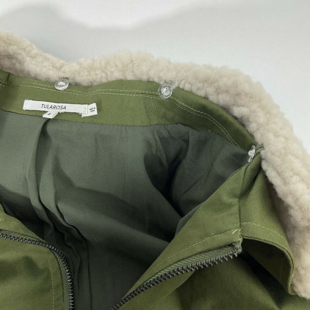 Tularosa Jacket Women Size Small Johnnie Army Green Sherpa Collar Crop $228 Nwot - Picture 7 of 9